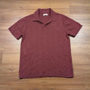 Taylor Stitch Valencia Sweater Polo Men Sz 44 Large Linen Cotton Johnny Collar